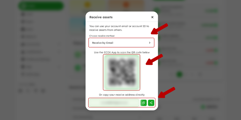 receive tokens in ECOX app step 2
